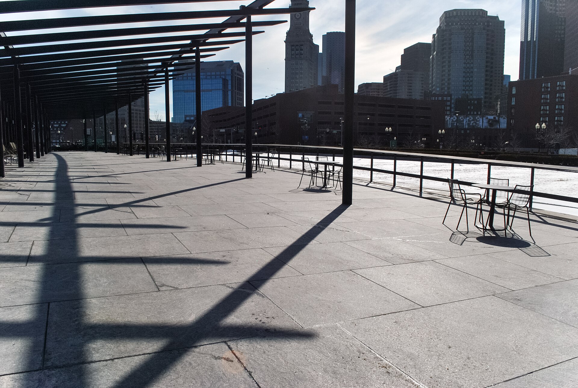 The Rose Kennedy Greenway in Boston, a long linear park with planting and lawns